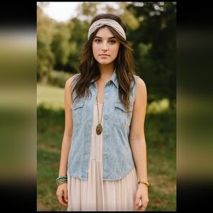 BDG Urban Outfitters Women's Denim Paisley Button Down Boho Vest S